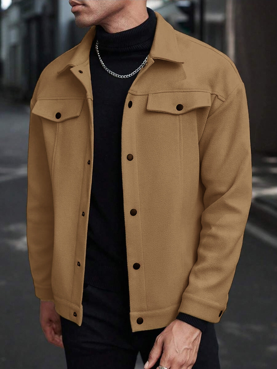 Herren modische Overshirt-Jacke mit praktischen Taschen und druckknopfverschluss Echoarchiv