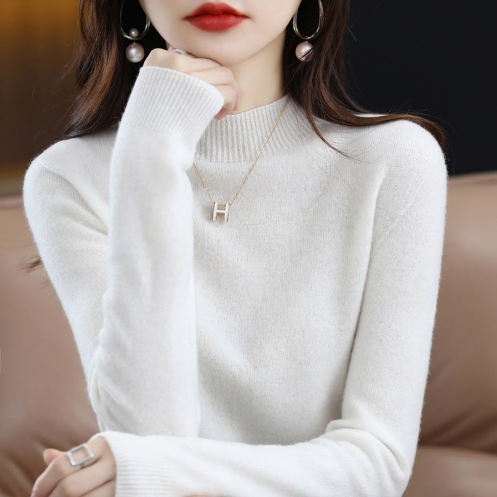 Damen Schlanker Feinstrick-Mockneckpullover mit extrafeinem Flauschfinish und verlängerten Bündchen Echoarchiv