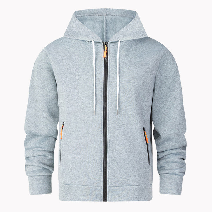 Herren sportlicher Fleece-Hoodie mit funktionalen Reißverschlusstaschen Echoarchiv