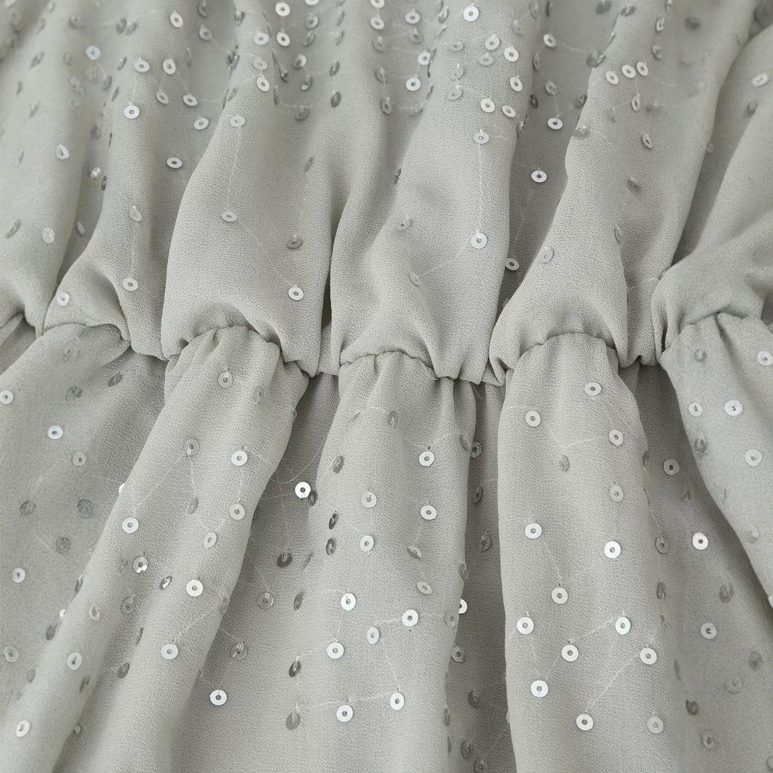 Damen Romantisches Volant‑Chiffon‑Minikleid mit Paillettenbesatz Echoarchiv