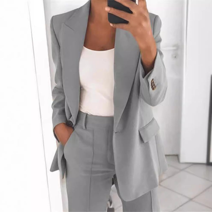 Damen Elegantes Zweiteiler-Blazer-Set mit weichem Fall und breitem Bein Echo Archiv