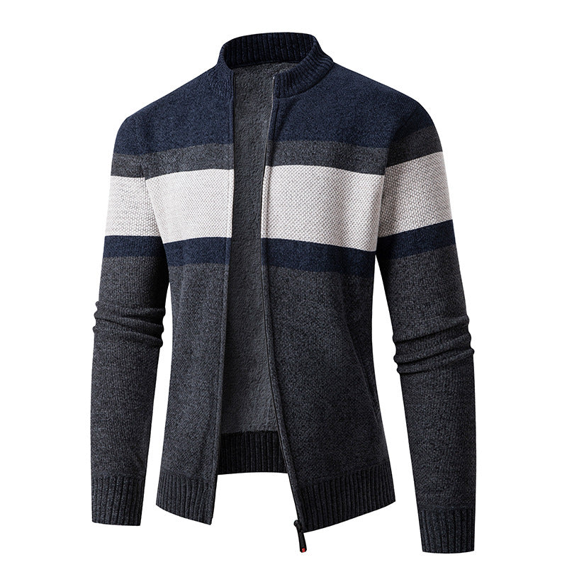 Herren modische Strickjacke mit hohem Kragen und strukturiertem Design Echoarchiv