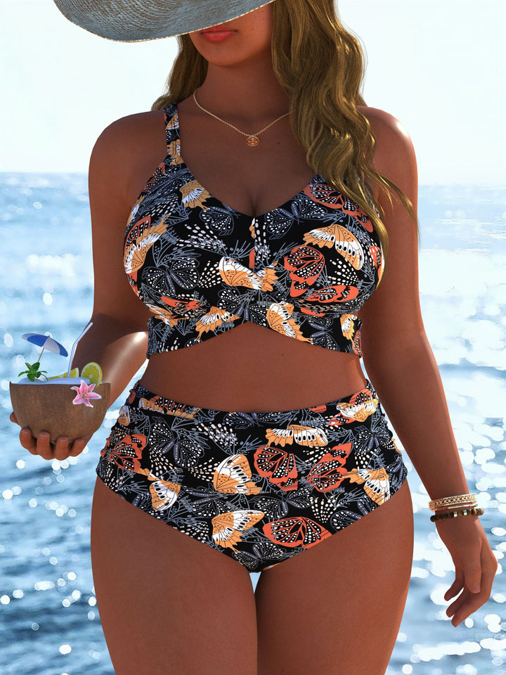 Damen Bikini-Set mit stylischem Marmormuster und hohem Taillenschnitt Echo Archiv