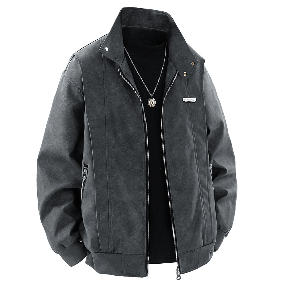 Herren Kunstlederjacke im modischen Design mit praktischem Stehkragen Echoarchiv