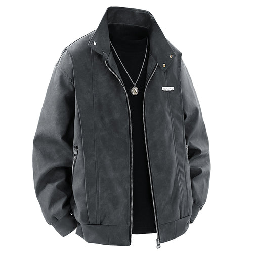Herren Kunstlederjacke im modischen Design mit praktischem Stehkragen Echoarchiv
