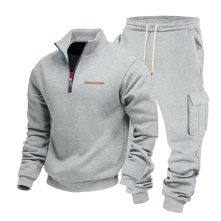 Herren Zip-Pullover- und Cargo-Jogger-Set aus weichem French-Terry Echoarchiv