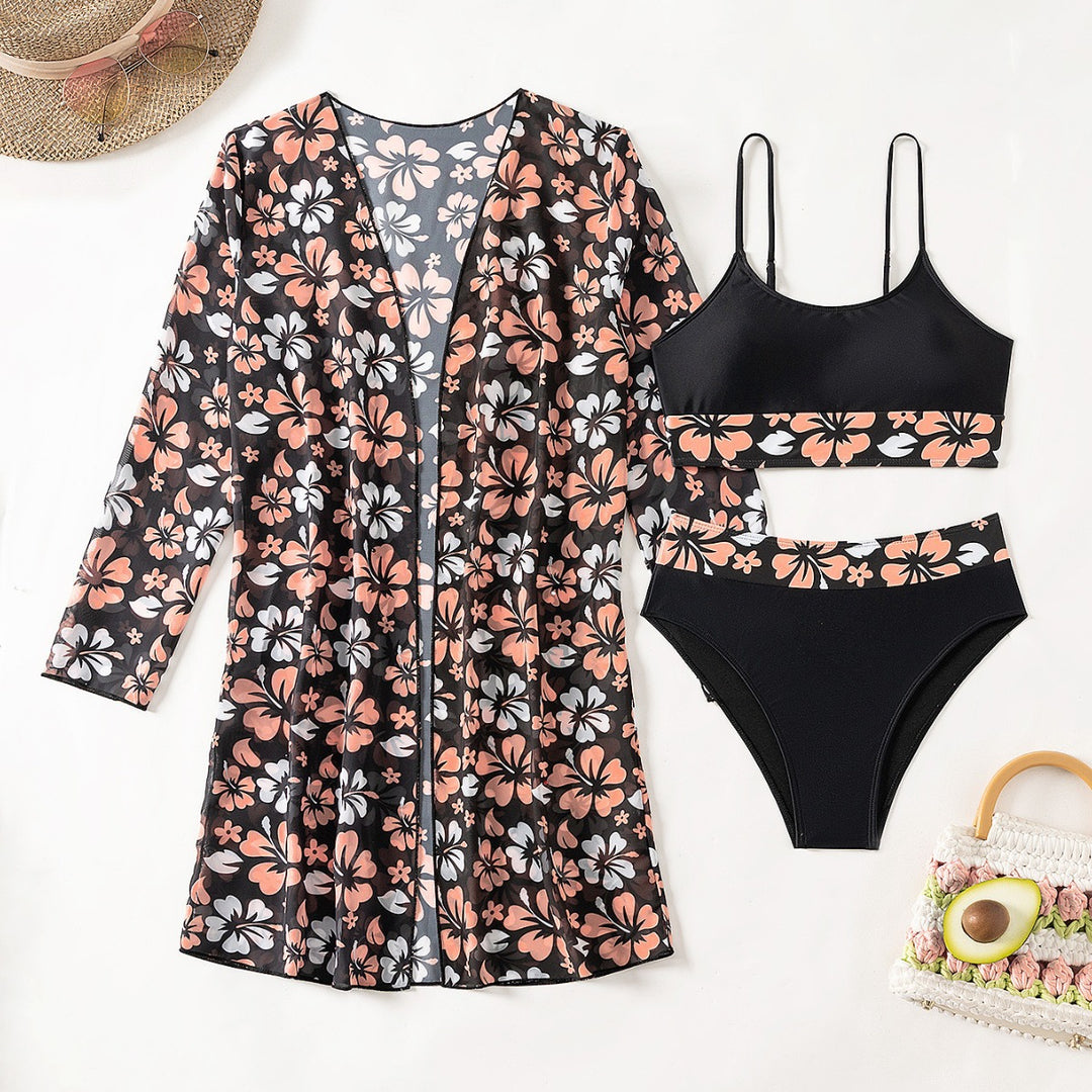 Damen Strandcover-Up mit floralem Design und eleganter Transparenz Echo Archiv