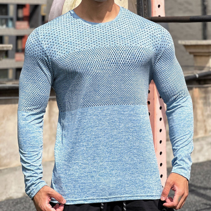 Herren Langarm-Trainingsshirt mit atmungsaktivem Netzdesign und feuchtigkeitstransportierender Technologie Echoarchiv