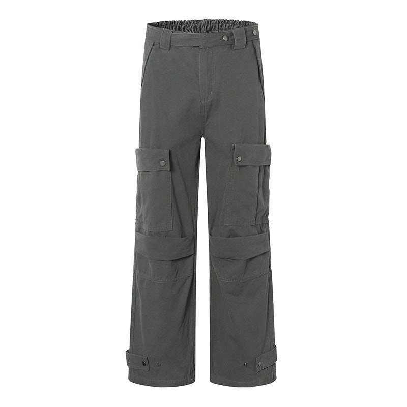 Damen weite Cargo-Culottehose mit hohem Bund, elastischem Taillenpass und Multi-Taschen Echoarchiv
