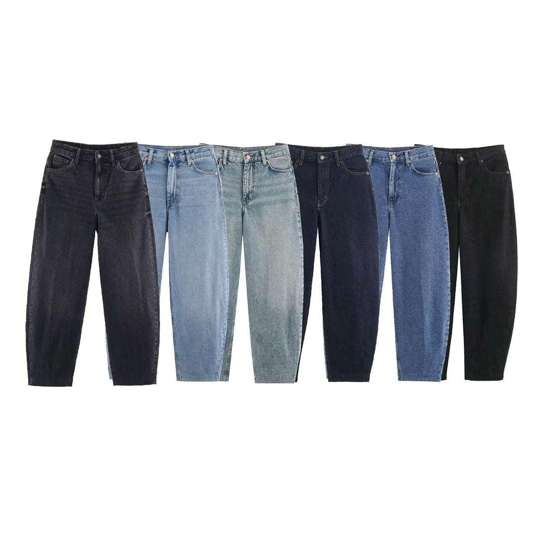 Damen Hochtaillierte Relaxed‑Fit Jeans mit konischem Bein Echo Archiv