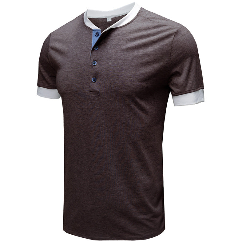 Herren modisches Henley Shirt mit kontrastierendem Kragen und Knopfleiste Echoarchiv