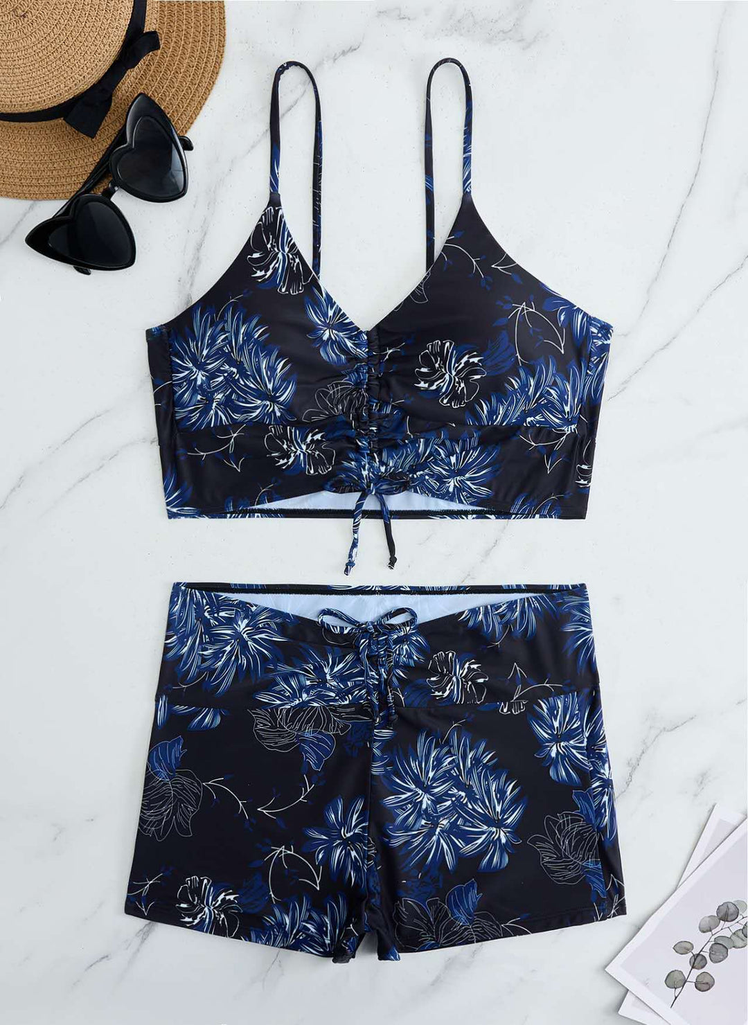 Damen Bikini mit floralem Rüschendesign und verstellbaren Trägern Echo Archiv