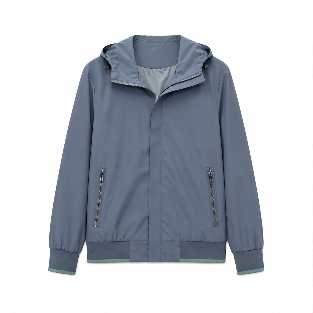 Herren Kapuzen-Blouson Leichter Windbreaker mit geripptem Saum und verdeckter Reißverschlussleiste Echo Archiv
