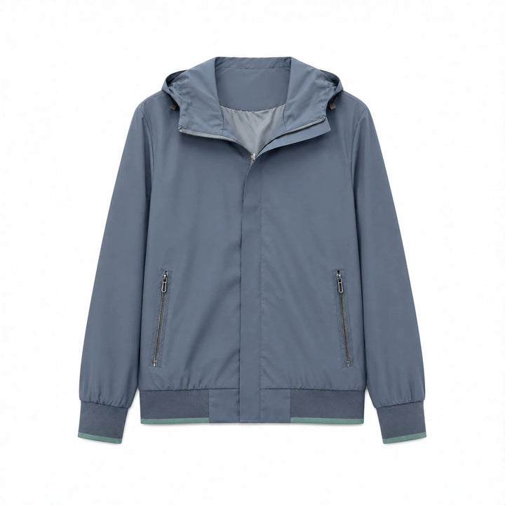 Herren Kapuzen-Blouson Leichter Windbreaker mit geripptem Saum und verdeckter Reißverschlussleiste Echo Archiv