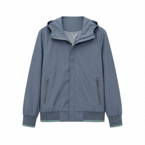 Herren Kapuzen-Blouson Leichter Windbreaker mit geripptem Saum und verdeckter Reißverschlussleiste Echo Archiv