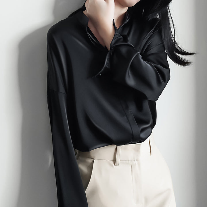 Damen Elegante Bluse aus hochwertigem Satin Echoarchiv