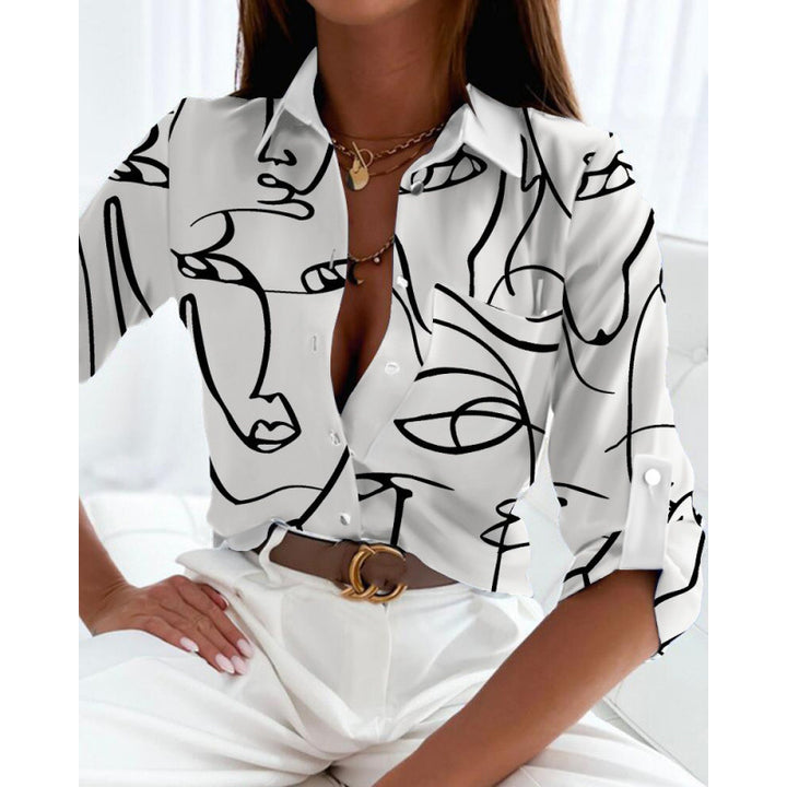 Damen modische Bluse mit künstlerischem Linienstil Echo Archiv