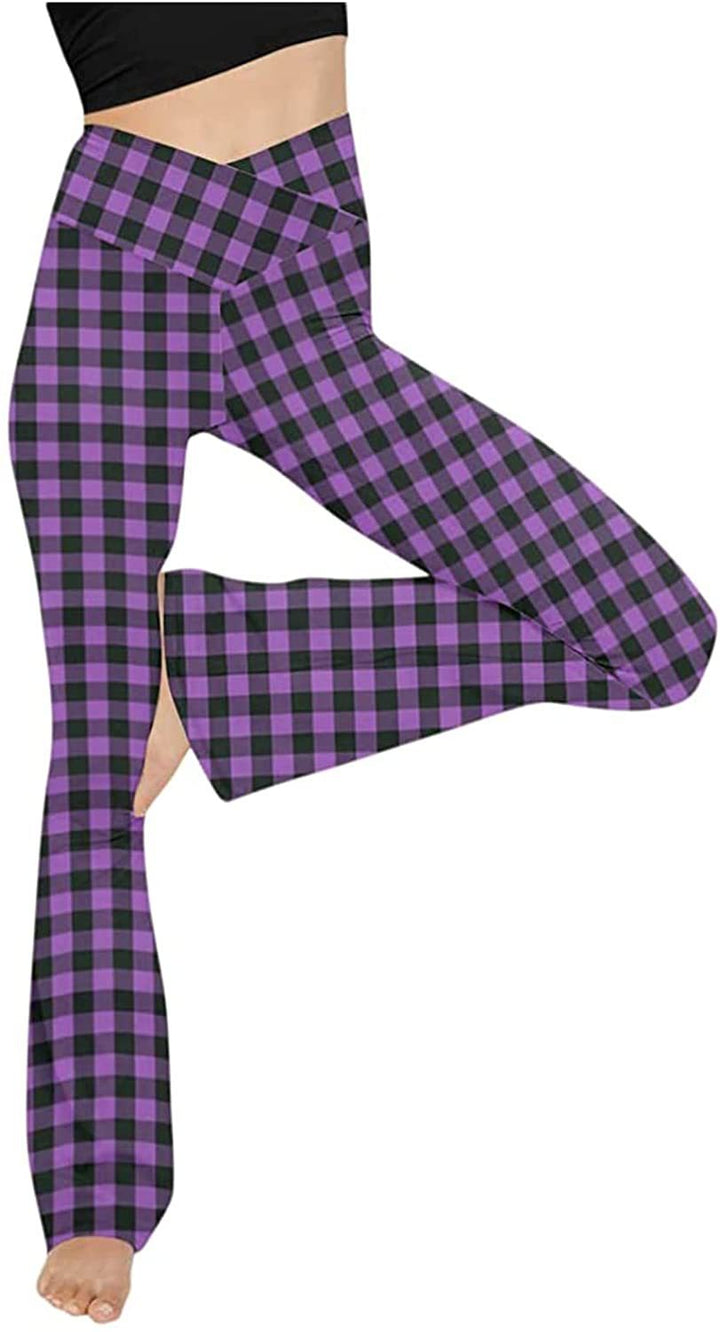 Damen nan taillenhohe Yogahose mit überkreuztem Bund und ausgestelltem Saum mit Schlitz Echo Archiv