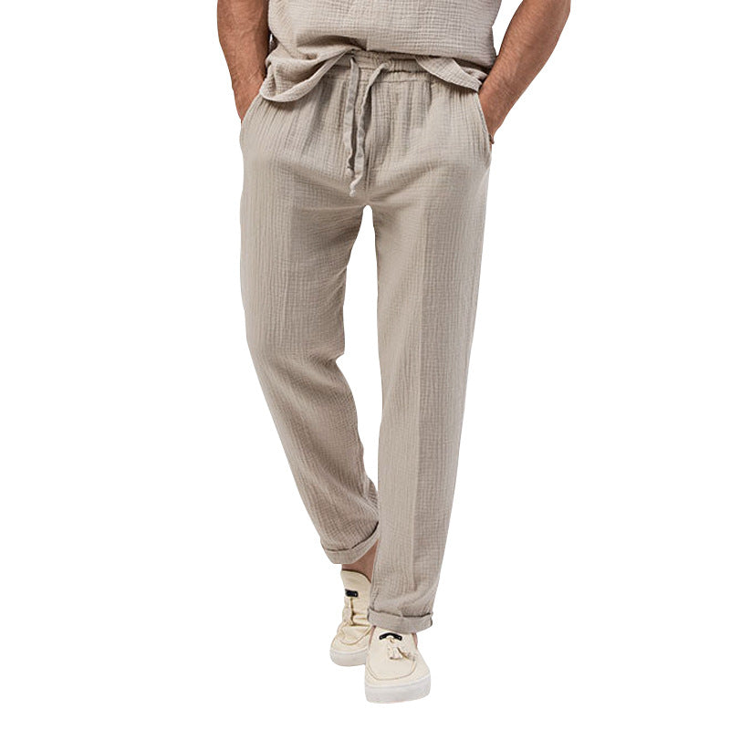Herren nan lässige Leinen-Relaxhose mit elastischem Tunnelzugbund und praktischen Seitentaschen Echo Archiv