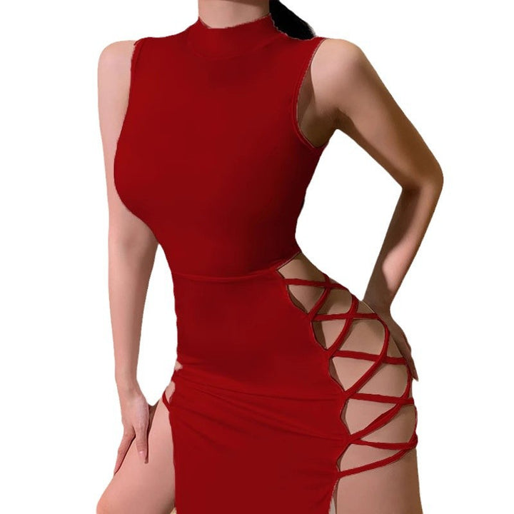 Damen Minikleid mit eleganten Cut-Out-Details und hochgeschlossenem Kragen Echo Archiv