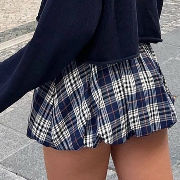 Damen Minirock mit stylischem Karomuster und elastischem Bund Echo Archiv
