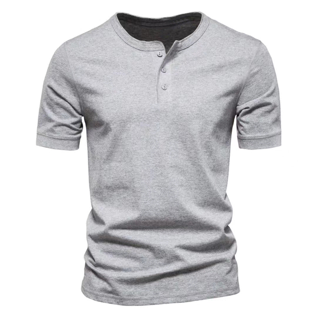Herren Kurzarm Henley-T-Shirt mit modischem Knopfverschluss und lässiger Passform Echoarchiv