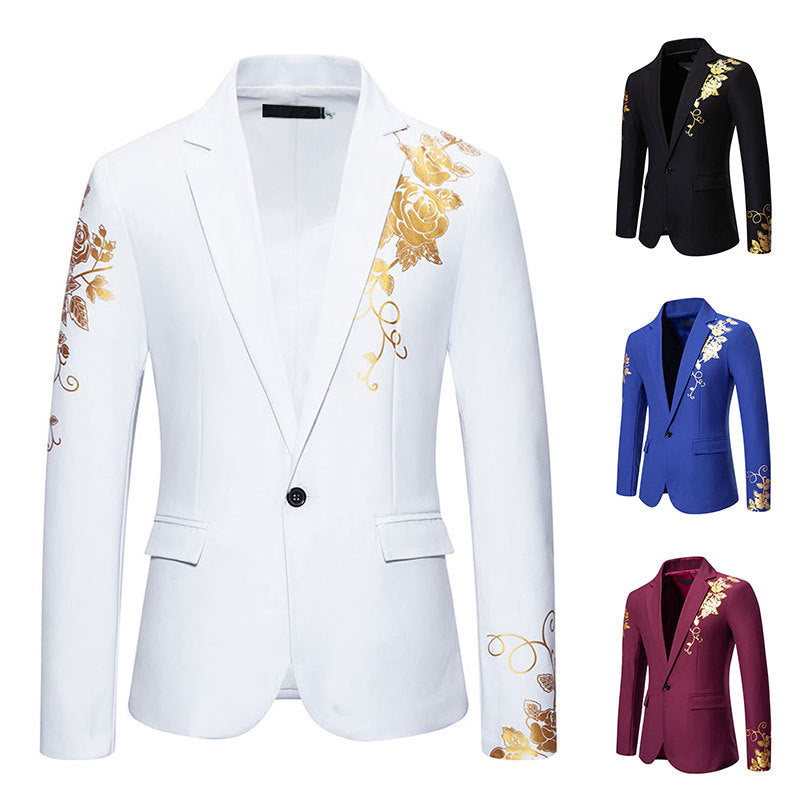 Herren nan einreihiges Sakko mit schmalem Revers und goldenem Rosenprint Echo Archiv