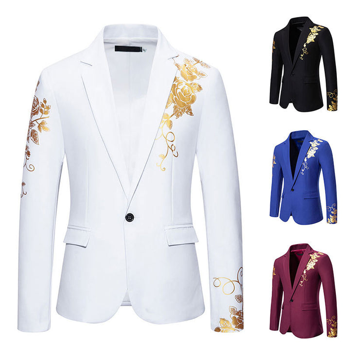 Herren nan einreihiges Sakko mit schmalem Revers und goldenem Rosenprint Echo Archiv