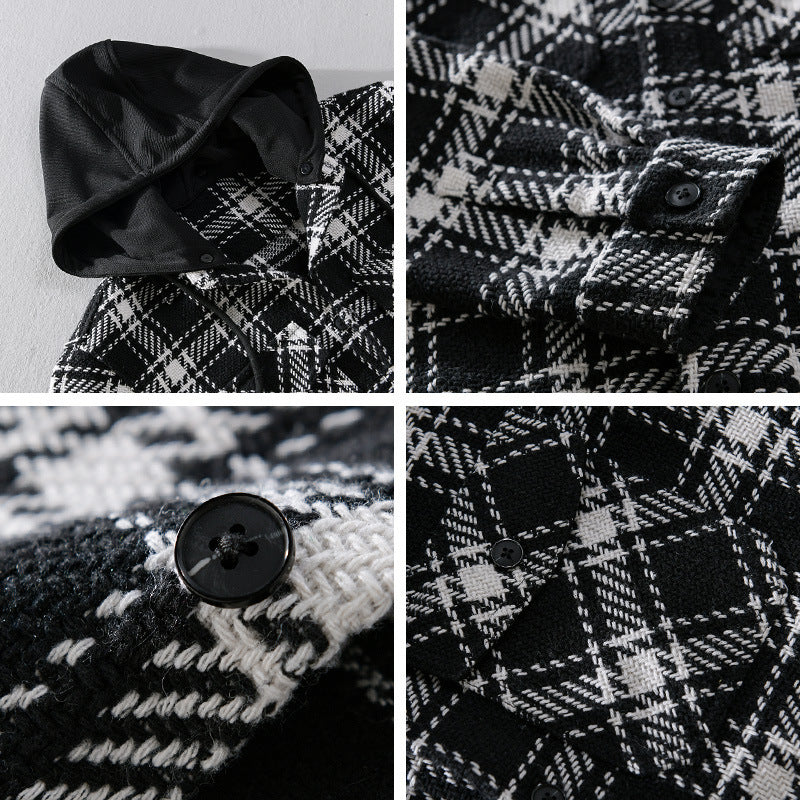 Herren Karierter Overshirt mit gesteppter Kapuze und Thermofutter Echoarchiv