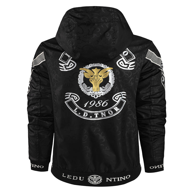Herren nan leichte Kapuzenjacke mit gestreiftem Innenfutter, Logo-Ärmelprint und elastischem Saum Echo Archiv