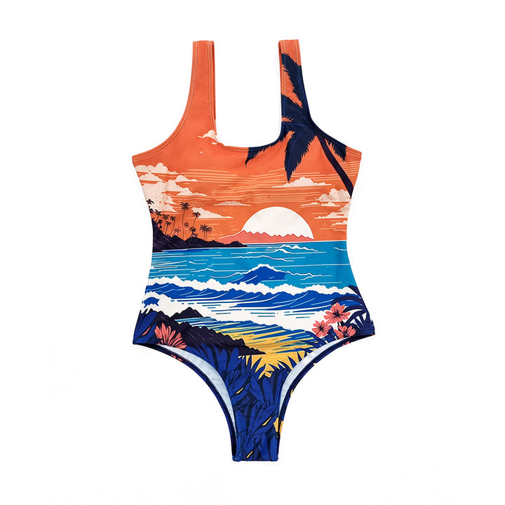 Damen Einteiler-Badeanzug mit lebhaftem Strandmotiv Echo Archiv