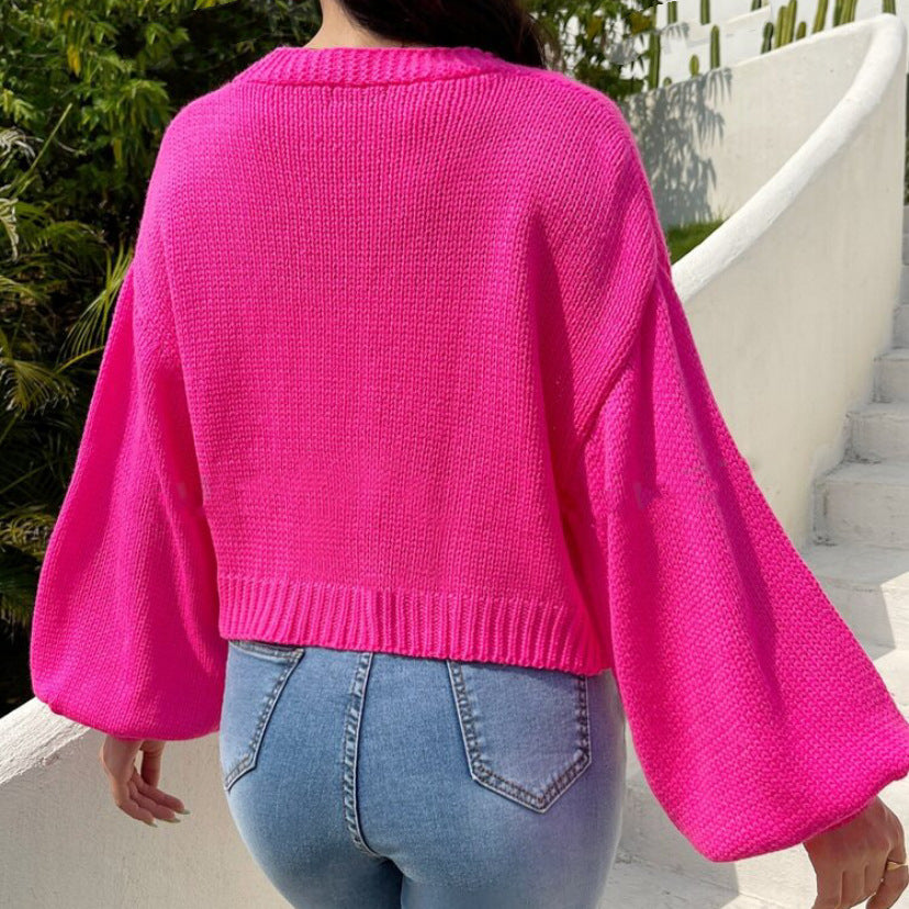 Damen Cropped-Cardigan aus Baumwollmix mit 3D-Blütenapplikationen – Veloura