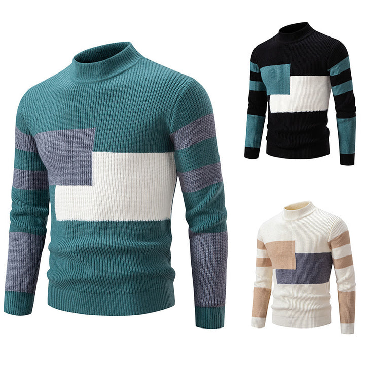 Herren modischer Pullover mit strukturiertem Blockdesign Echoarchiv