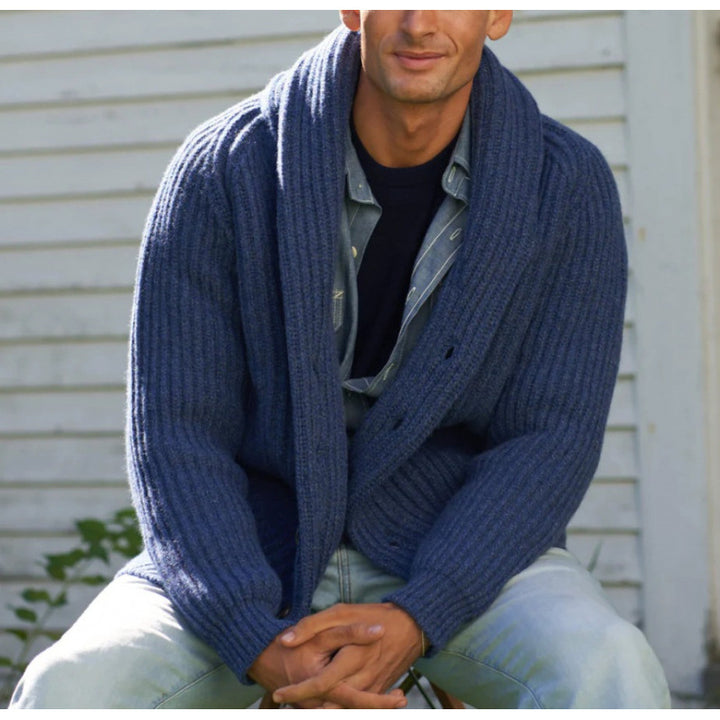 Herren Strickcardigan mit überworfenem Revers Echoarchiv