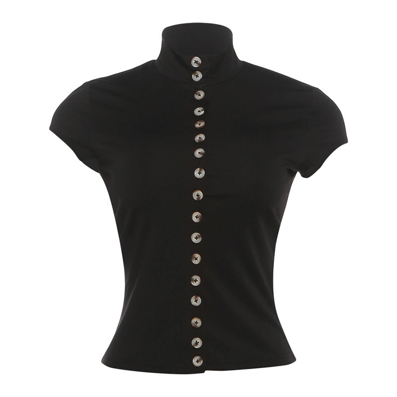 Damen Stehkragen Bluse mit Knopfleiste Echo Archiv