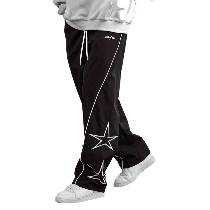 Herren Weite Trackpants mit Kontrastpaspel, Kordelzug und Sternapplikation Echo Archiv