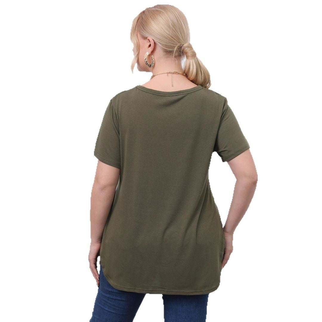 Damen lässiges T-Shirt mit seitlichen Eingrifftaschen Echo Archiv