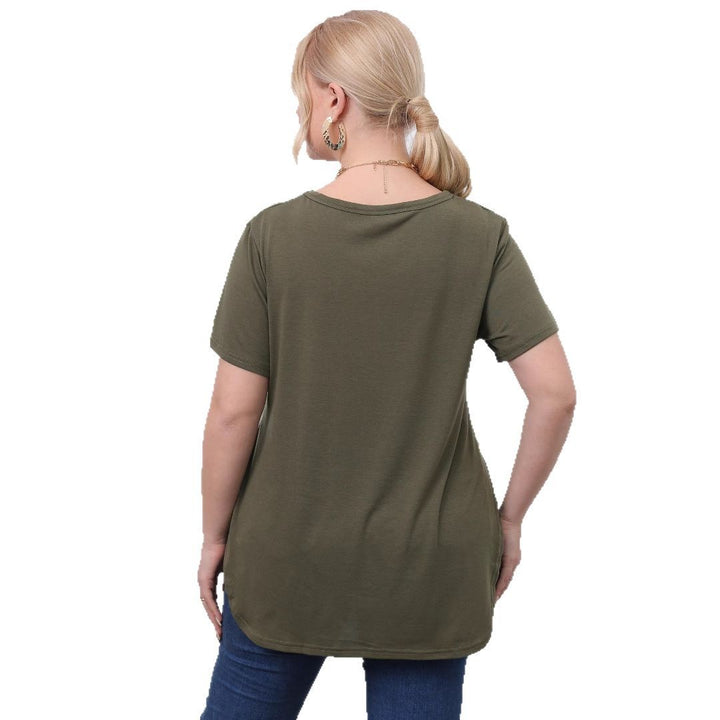 Damen lässiges T-Shirt mit seitlichen Eingrifftaschen Echo Archiv