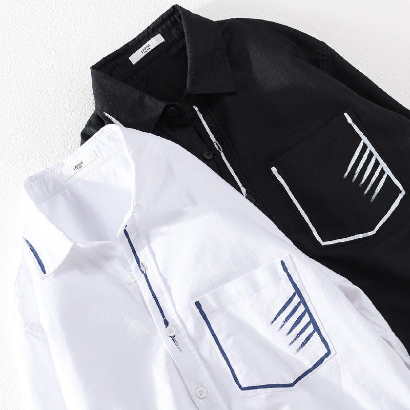 Herren Leichtes Baumwoll-Overshirt mit Kontrastnaht und aufgesetzter Brusttasche Echoarchiv