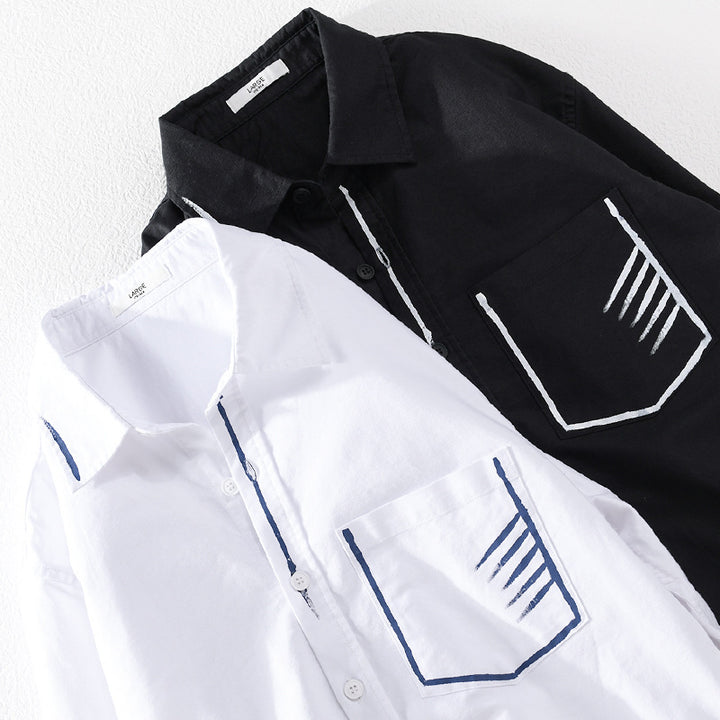 Herren Leichtes Baumwoll-Overshirt mit Kontrastnaht und aufgesetzter Brusttasche Echoarchiv