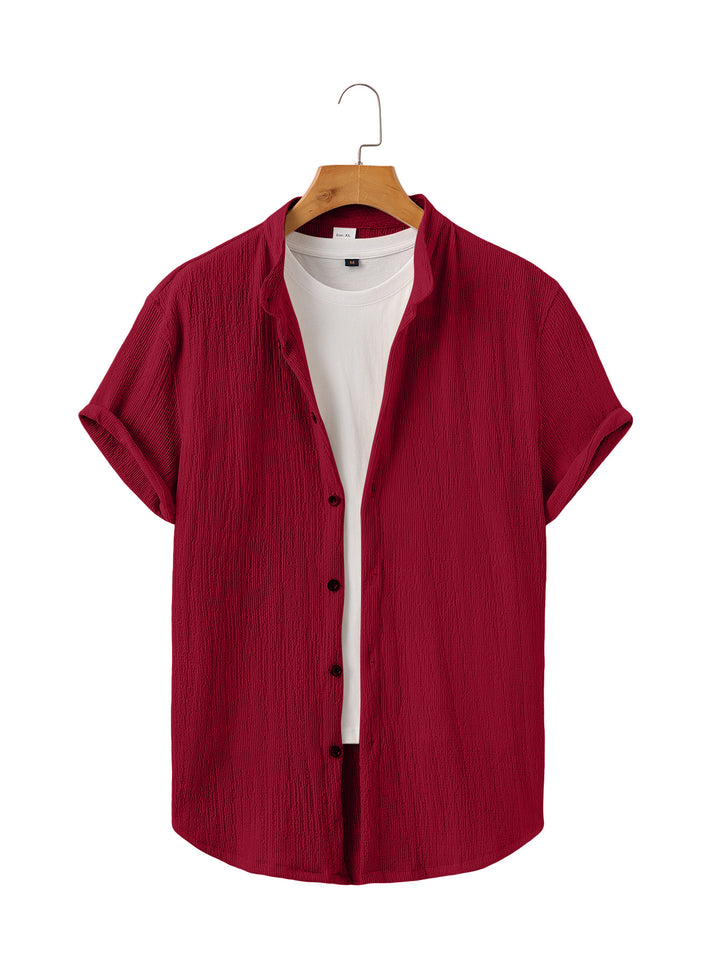 Herren nan leichtes Knitterstruktur-Überhemd mit umgeschlagenen Ärmeln entspannter Overshirt-Silhouette Echo Archiv