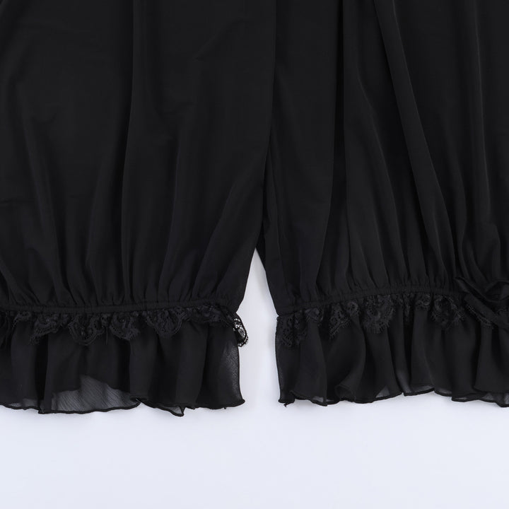 Damen Plissee-Party-Hose mit Spitzenbesatz und elastischem Bund Echo Archiv