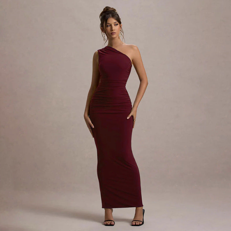 Damen Langarm-Maxikleid mit asymmetrischem Schnitt und raffinierten Drapierungen Echo Archiv