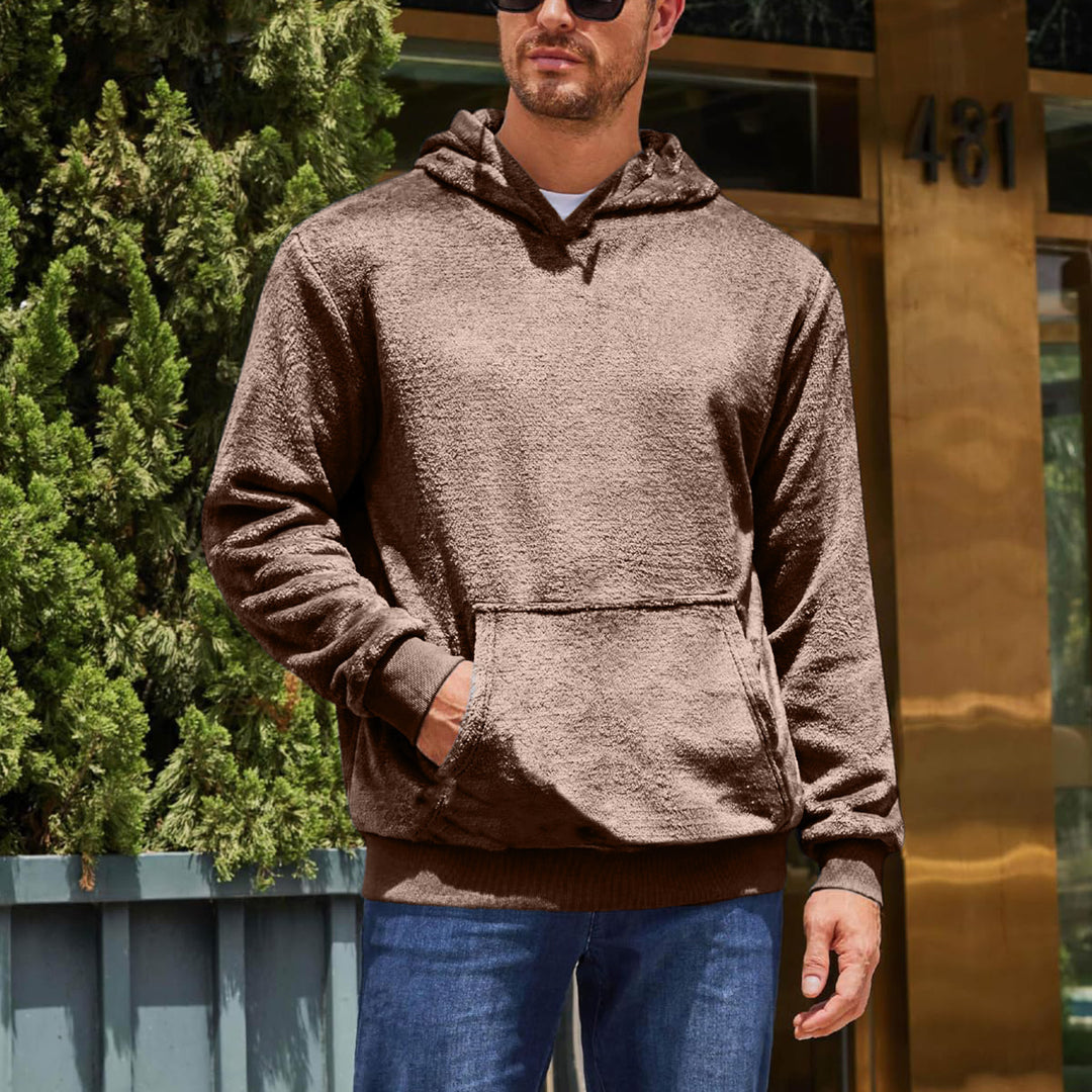 Herren kuscheliger Fleece Hoodie mit Kängurutasche Echoarchiv