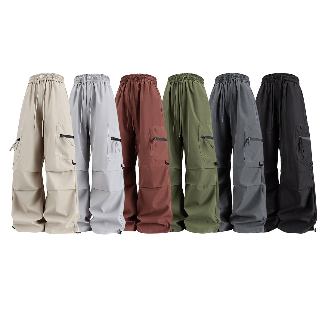 Damen Weite Cargo‑Schlaghose mit hohem Elastbund, Multitaschen und verstellbarem Saum Echo Archiv