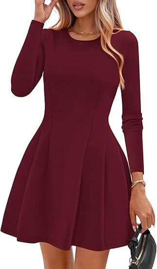 Damen A-Linien Minikleid mit langen Ärmeln Echo Archiv