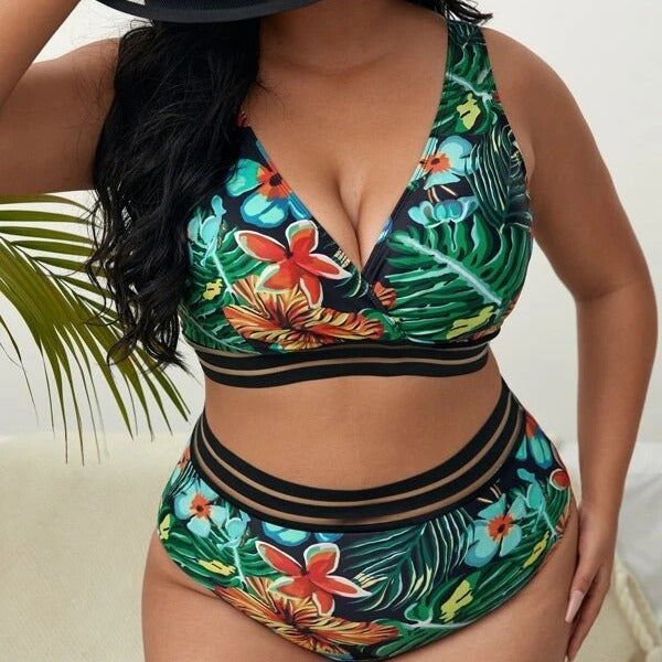 Damen Bunt gemusterter Bikini mit breitem Unterbrustband Echo Archiv