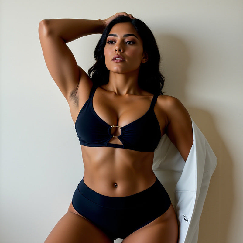 Damen Hochgeschnittene Bikinihose mit modischem Ringdetail Echo Archiv