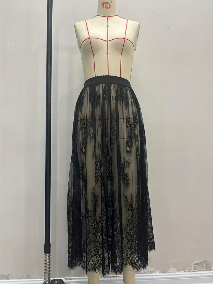 Damen Elegante Spitzen-Maxiröcke mit hohem Bund Echo Archiv