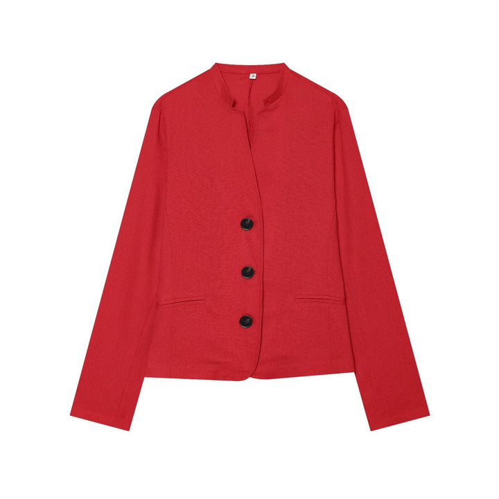 Damen Leichte taillierte Blazerjacke mit Stehkragen und Drei-Knopf‑Verschluss Echo Archiv